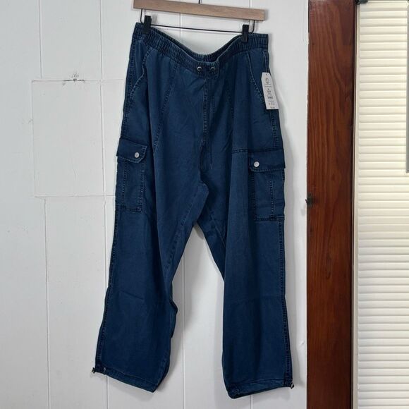 Time and Tru pull on Jogger parachute cargo denim pants NWT XL - Picture 1 of 6